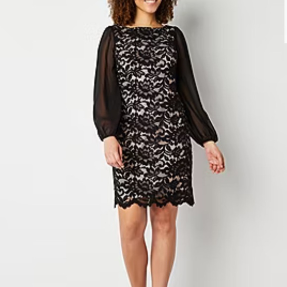 Jessica Howard Dresses & Skirts - Jessica Howard Long Sheer Sleeve Lace Sheath Dress size 18 NWT